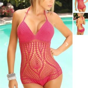 Magenta Crochet Monokini